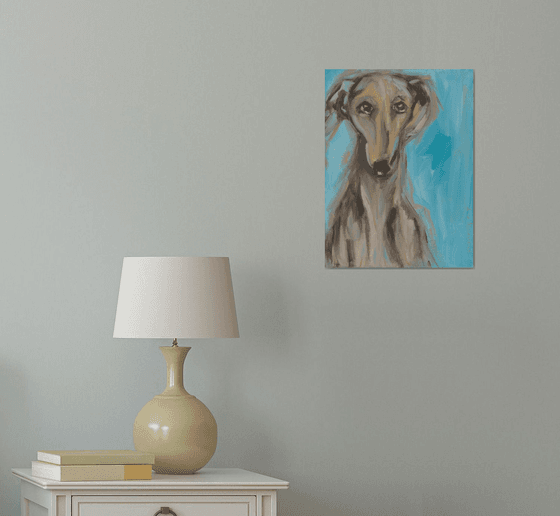 Portrait of a cute dog Saluki - the Persian Greyhound