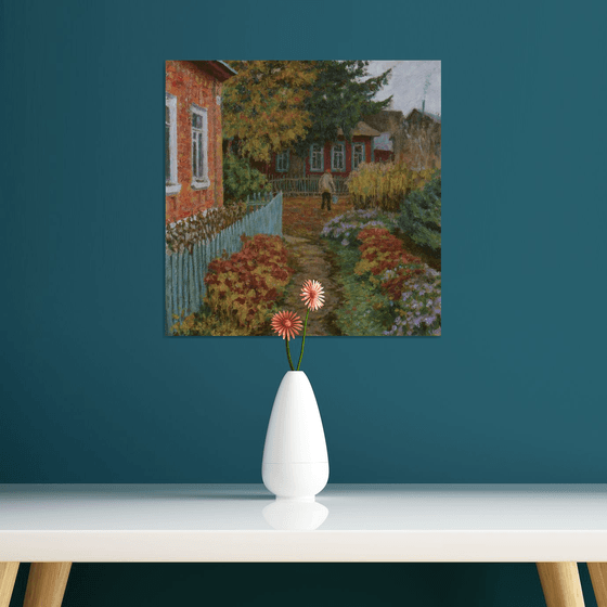 The Autumn Yard - autumn landscape painting