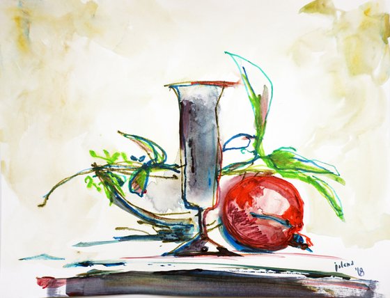 Still Life with Pomegranate 22x30cm/9x12in