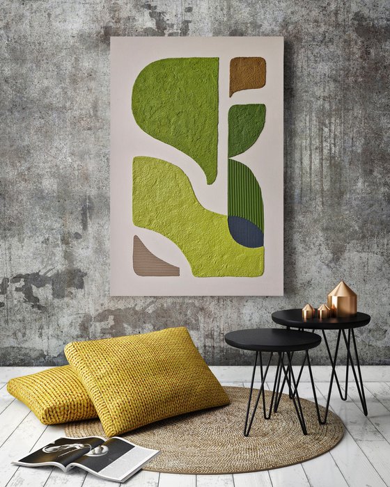 "Green Bay 3" High textured green art