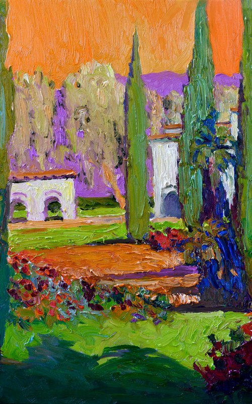 Garden with Cypress Trees by Suren Nersisyan