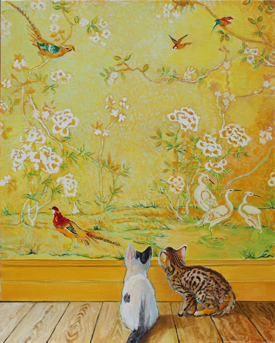 Chinoiserie Gold with Kittys by Timothy Adam Matthews