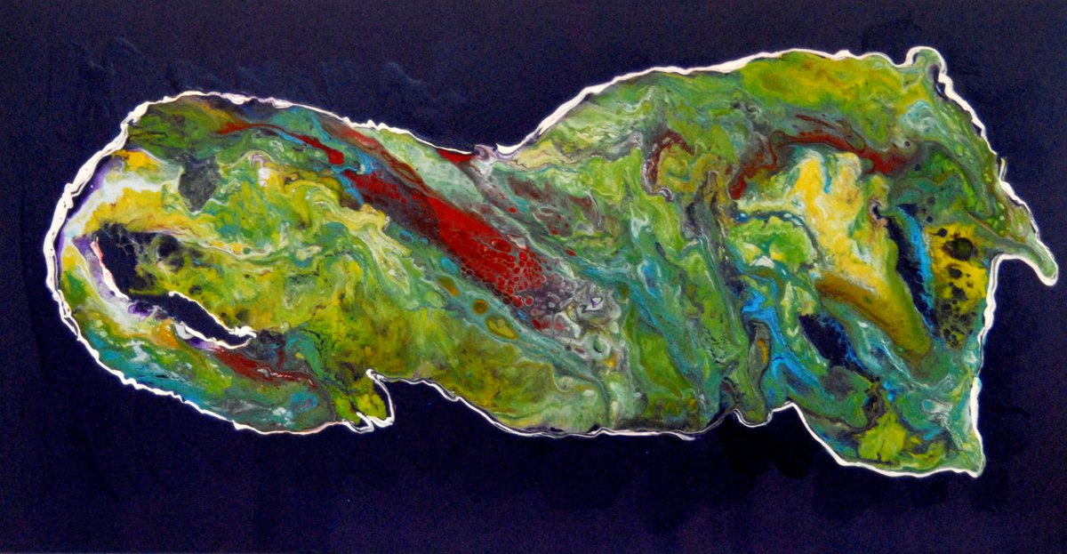 Abstract Acrylic Painting By Cb., 31 X 17, Sleeping Dog, Original Artwork