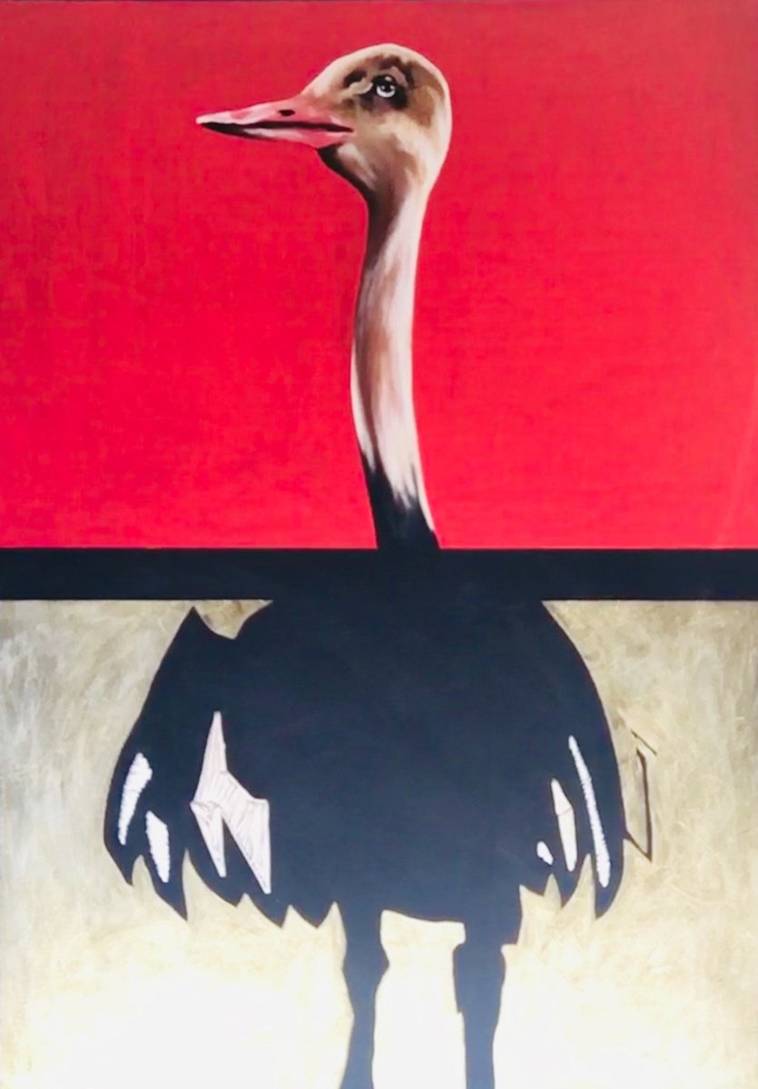 Urban And Pop Animal Acrylic Painting By Christina Bilbili, 28 X 39, Weird Bird, Original Artwork