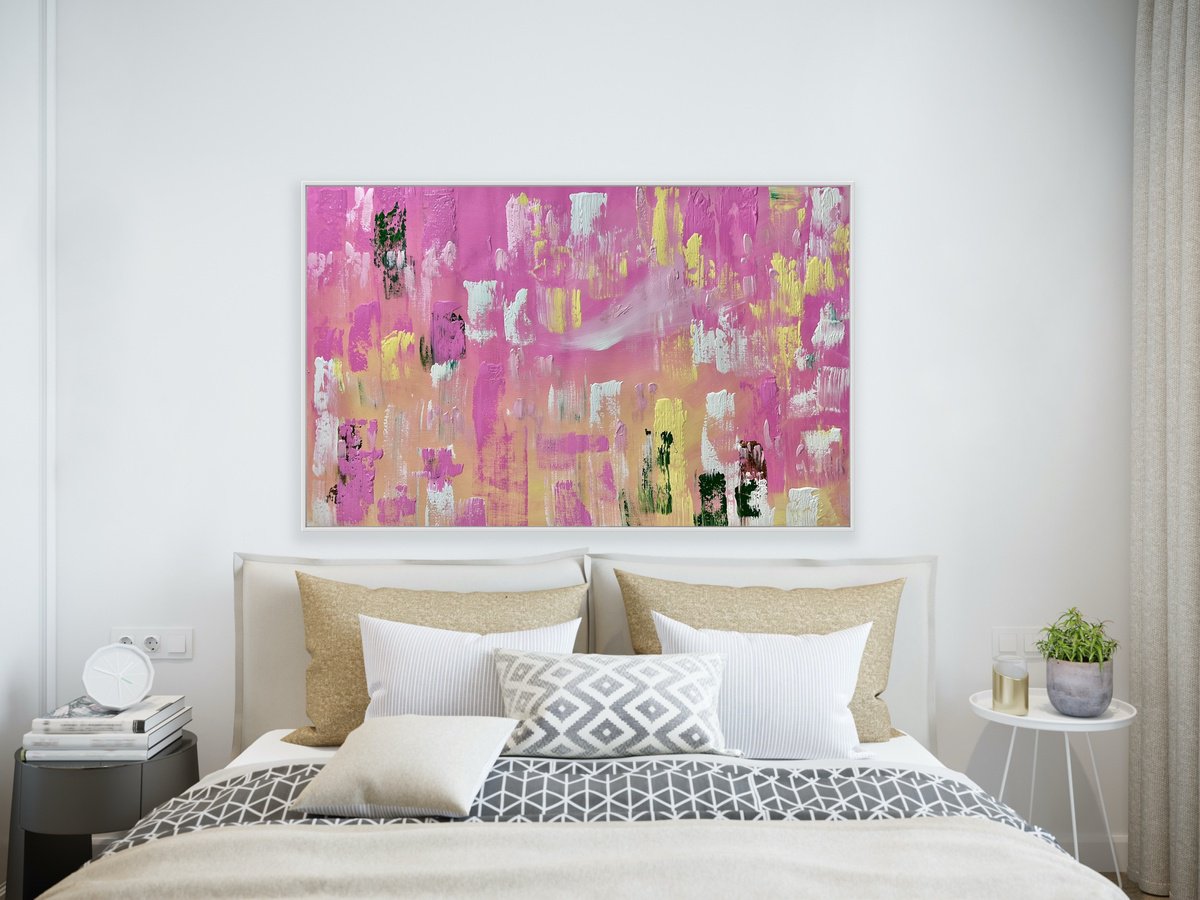 Geometric Landscape Acrylic Painting By Alanah Jarvis, 55 X 36, The Light Within Grows Wild, Original Artwork