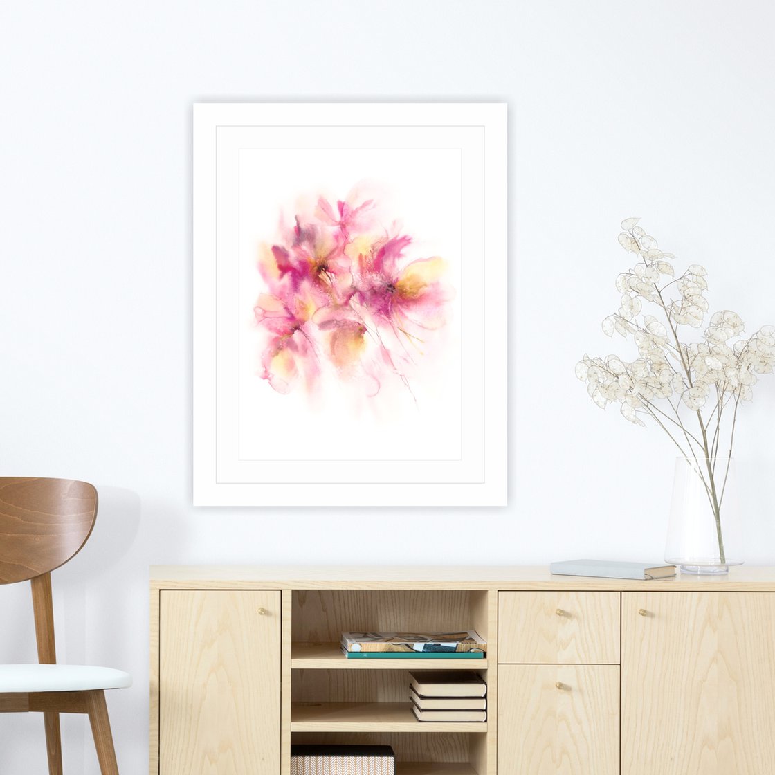 Loox Art Handmade Water Color Flower Painting for Wall, Living