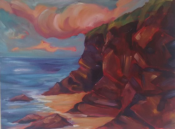 The Colourful Cliffs of rocky Bay, Co.Cork - FREE SHIPPING