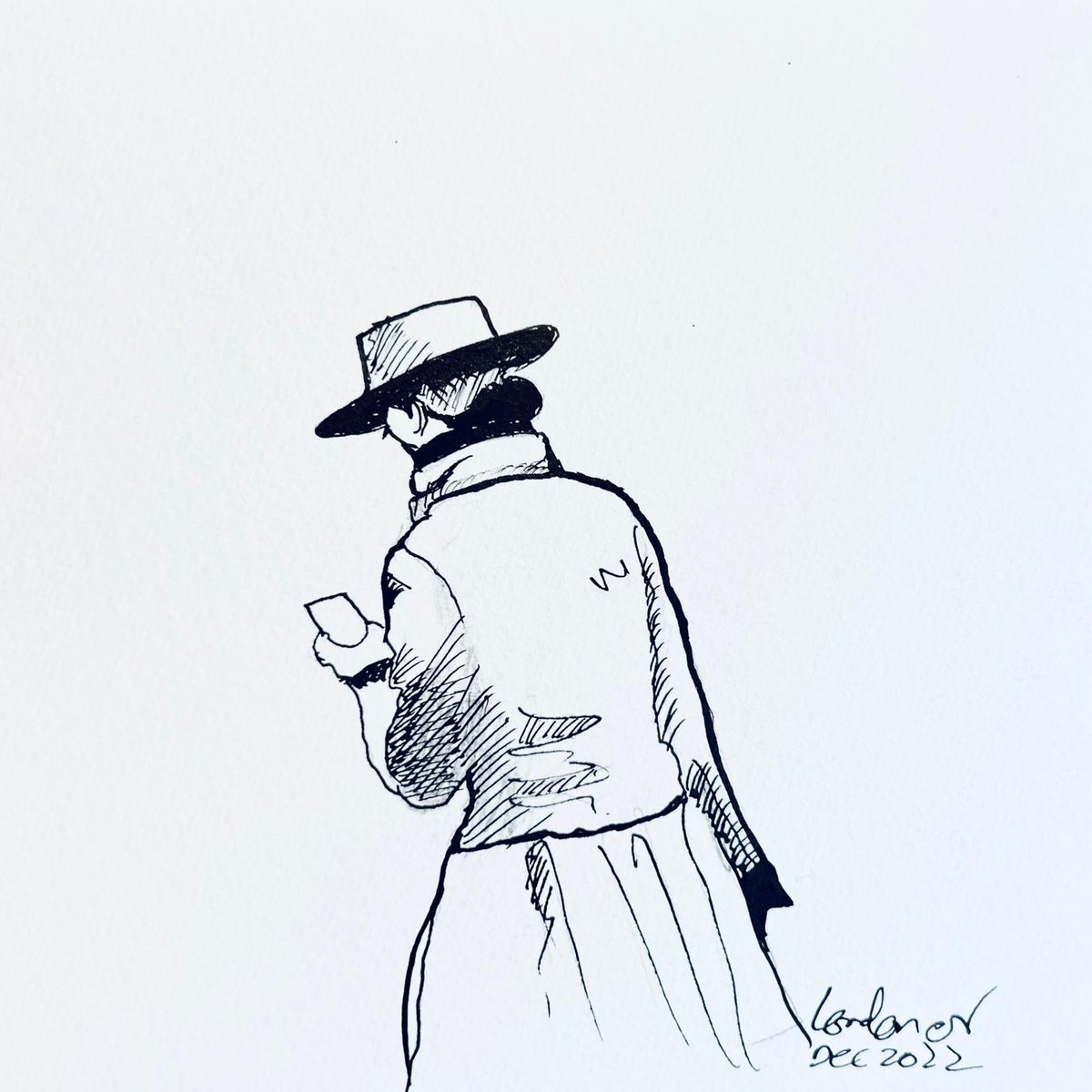 Ink Drawing , Londoner By Shabs Beigh, 10 X 10, Artwork For Sale On Artfinder