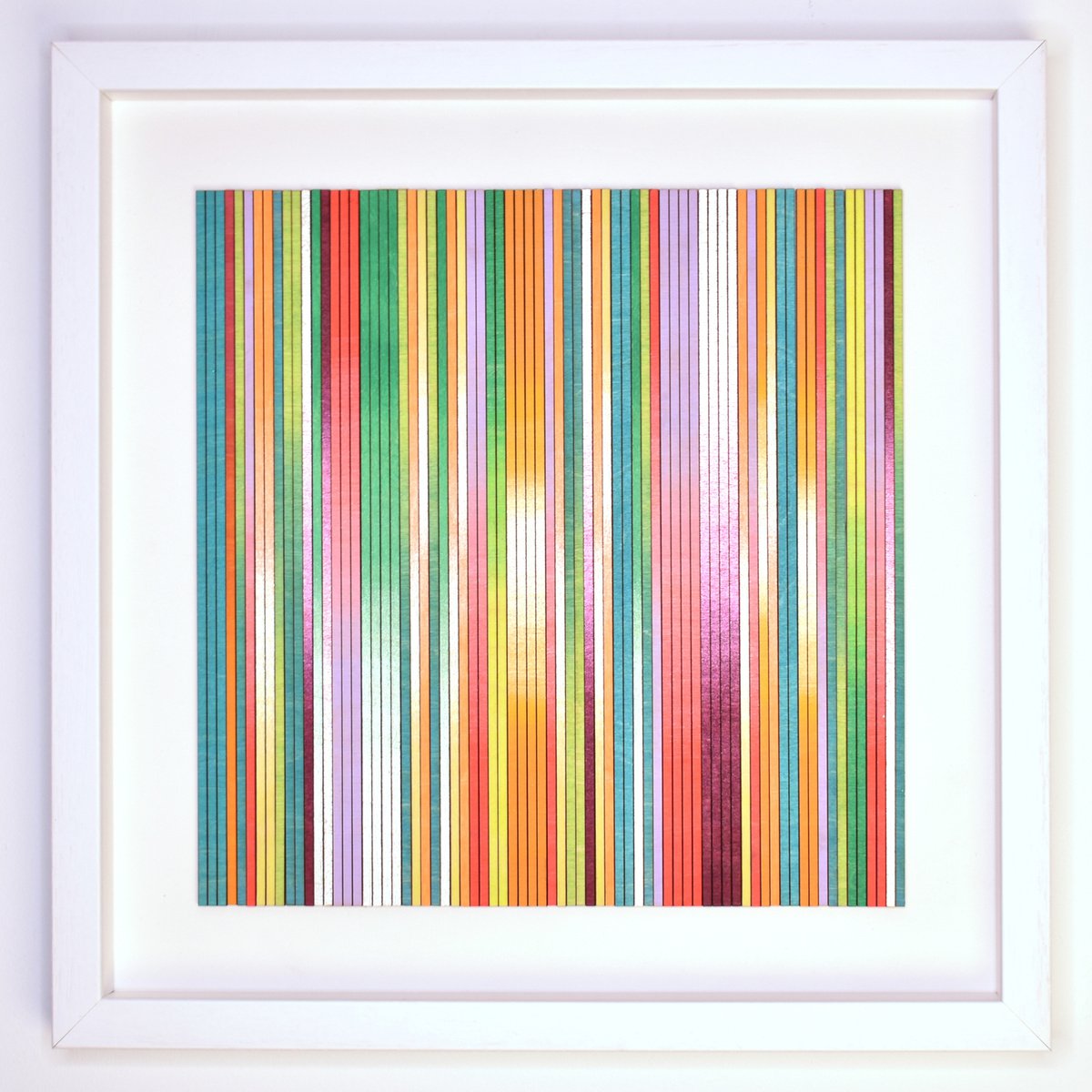 Abstract stripe wood panel collage by Amelia Coward