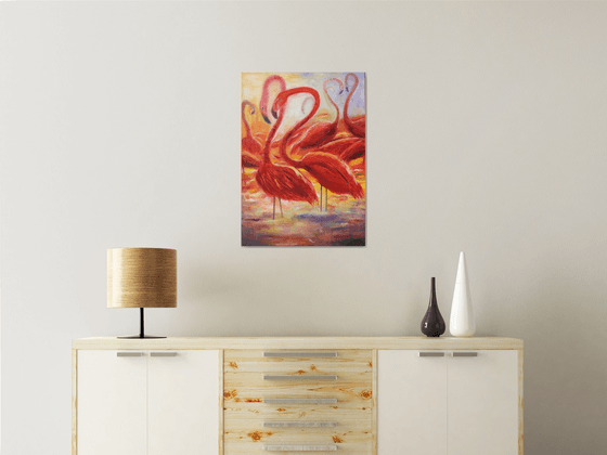 Red flamingos