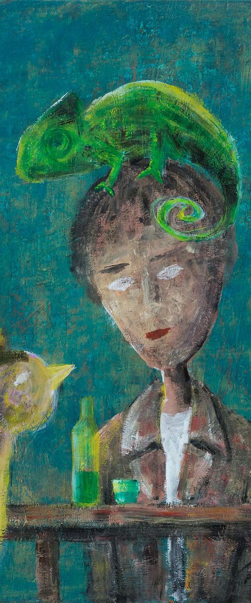 The Poet drinking absinthe by Peter Zelei