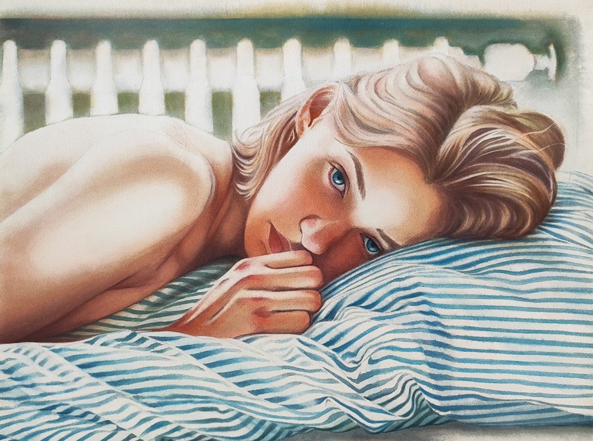 Photorealistic Portrait Watercolour By Zhanna Utkina, 24 X 18", Soft Moments, Original Artwork