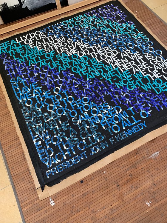 Love the sea No. 4222 blue typography