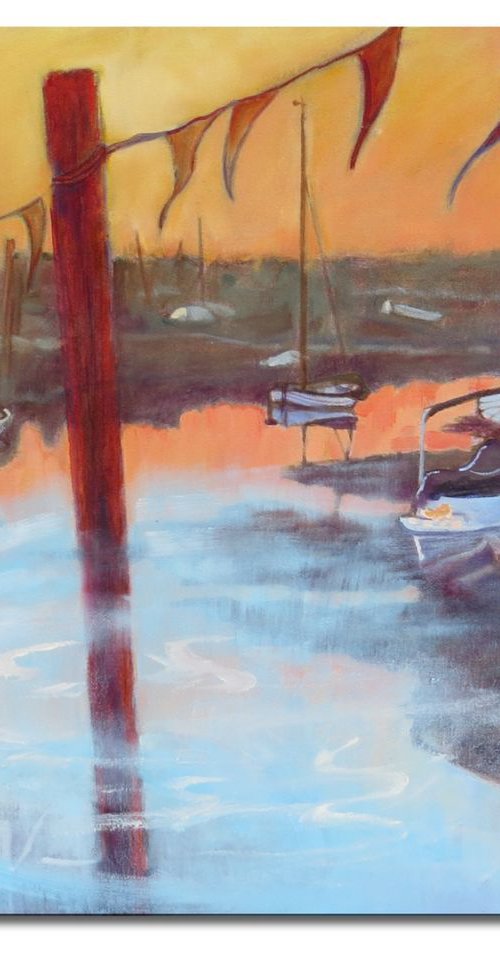 Sunset Over Blakeney Harbour. Misty Evening. by Mary Kemp