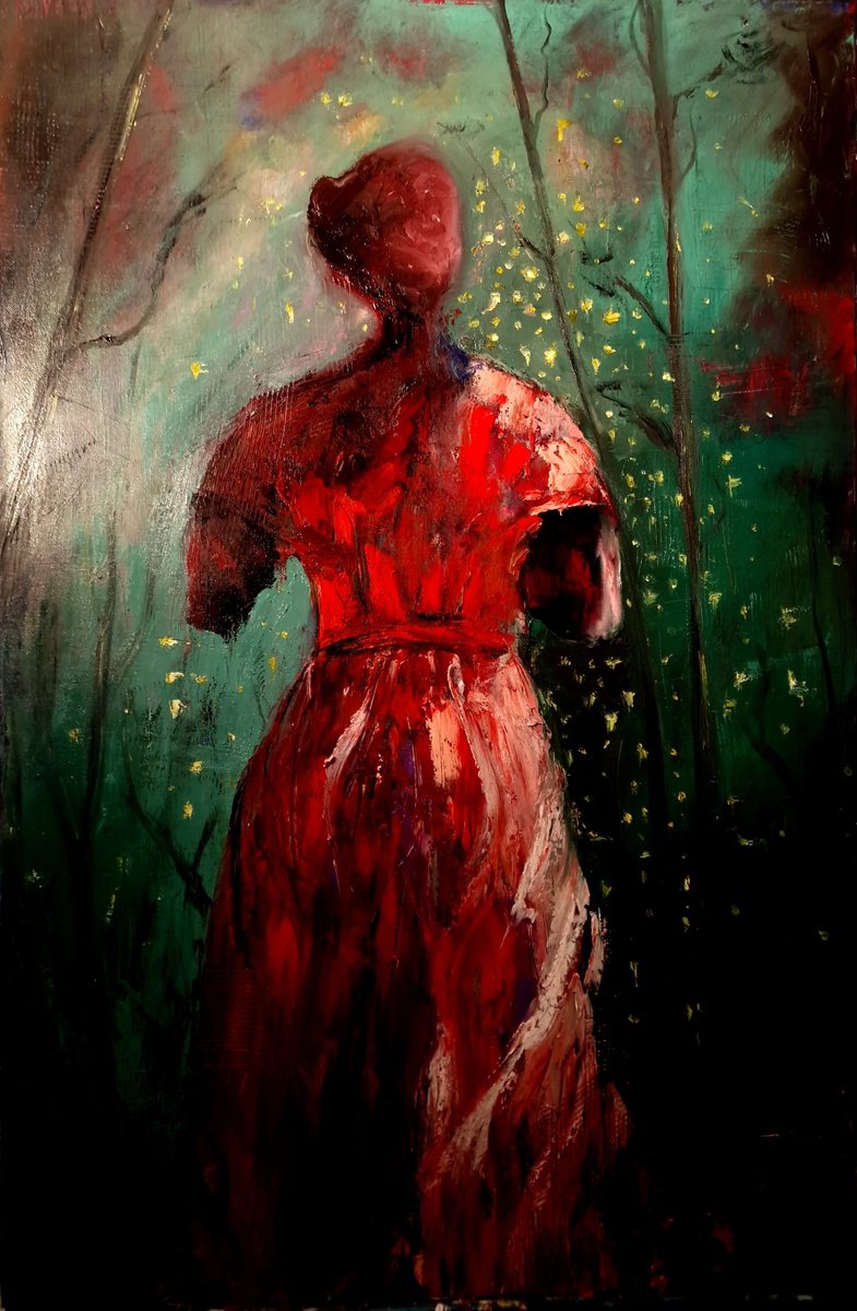 Expressive Portrait Oil Painting By Leezee Lee ( Georgiana L. Nicolae), 24 X 36", So What If I