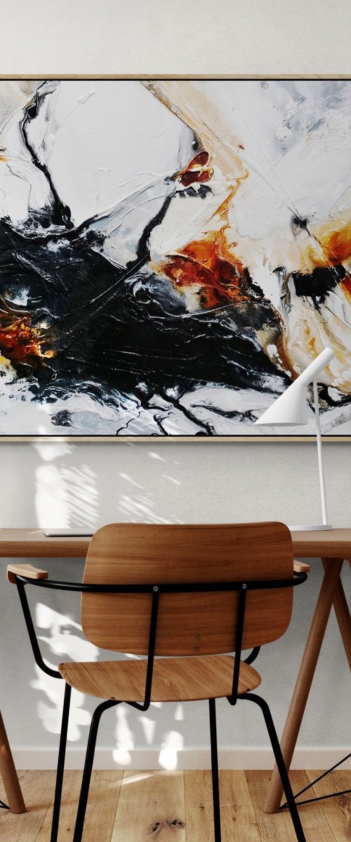 Graphite Oxide 160cm x 100cm Textured Abstract Art by Franko