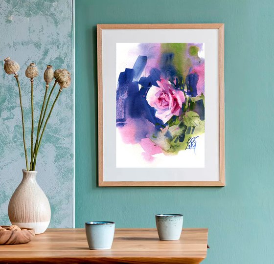 "Pink garden rose. Impression"