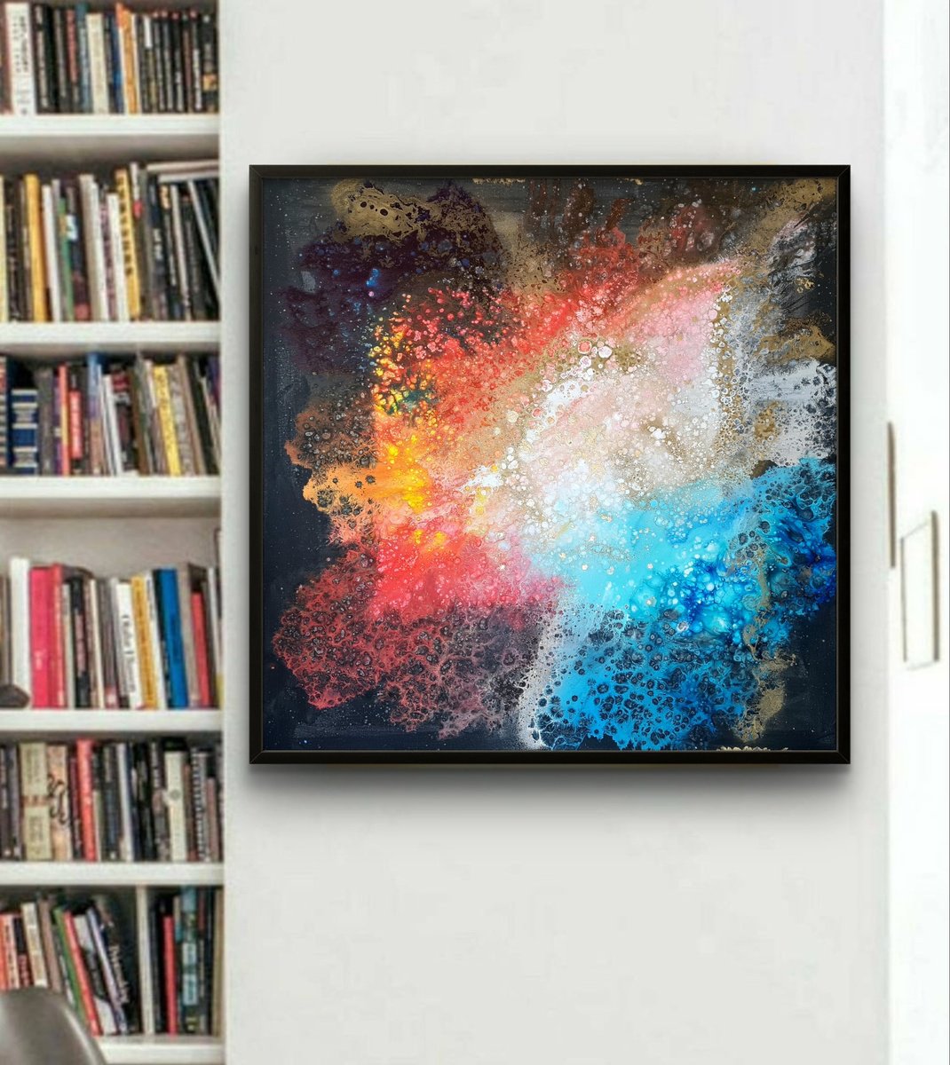 Abstract Acrylic Painting By Eleni Denart, 36 X 36, Astral Gateway, Original Artwork