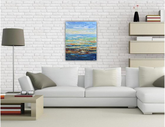 Sunrise II - Impasto Abstract Seascape Painting