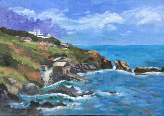 The Lizard in Cornwall. Oil painting.