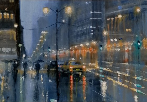 Urban downpour,  New York