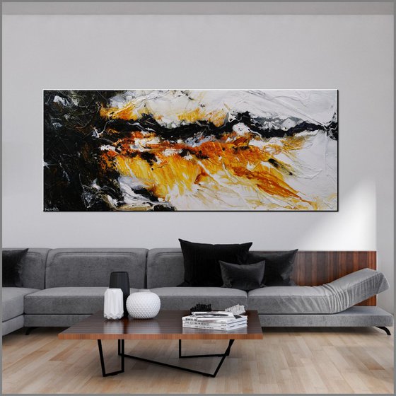 Sienna Power 240cm x 100cm Sienna Black Textured Abstract Art