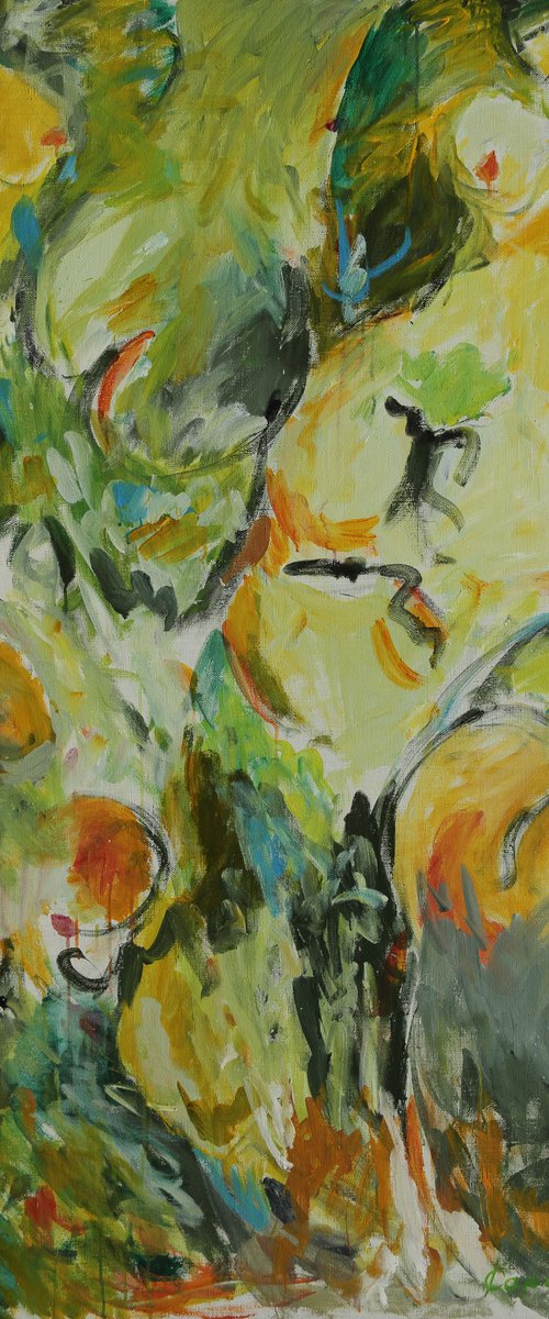 FLIGHT OF A BUTTERFLY - nude abstract original painting, erotic, interior art by Karakhan