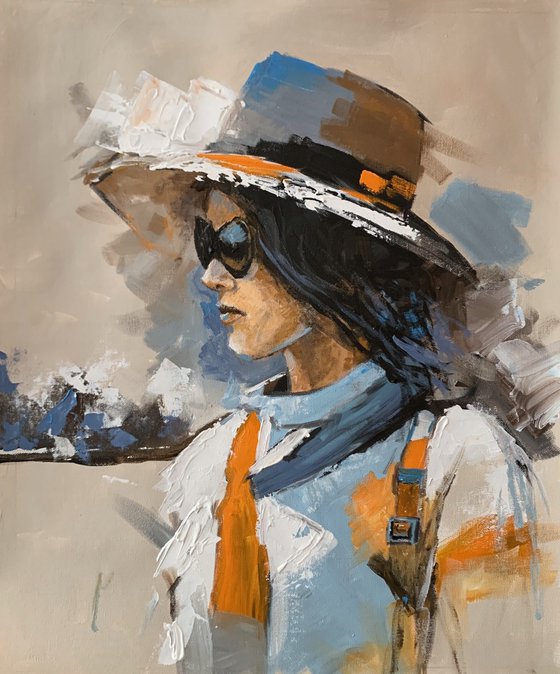 Fashion Woman Portrait in Hat.