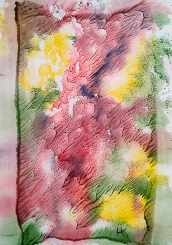 abstract original watercolor painting  "Enjoy the bright autumn"