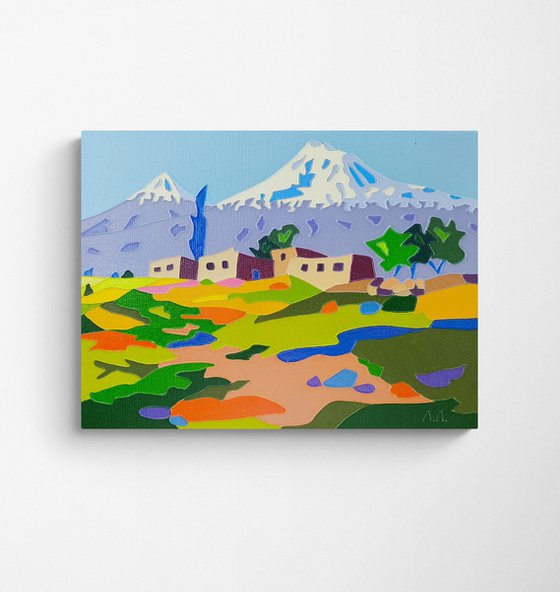 Colorful field of Mount Ararat