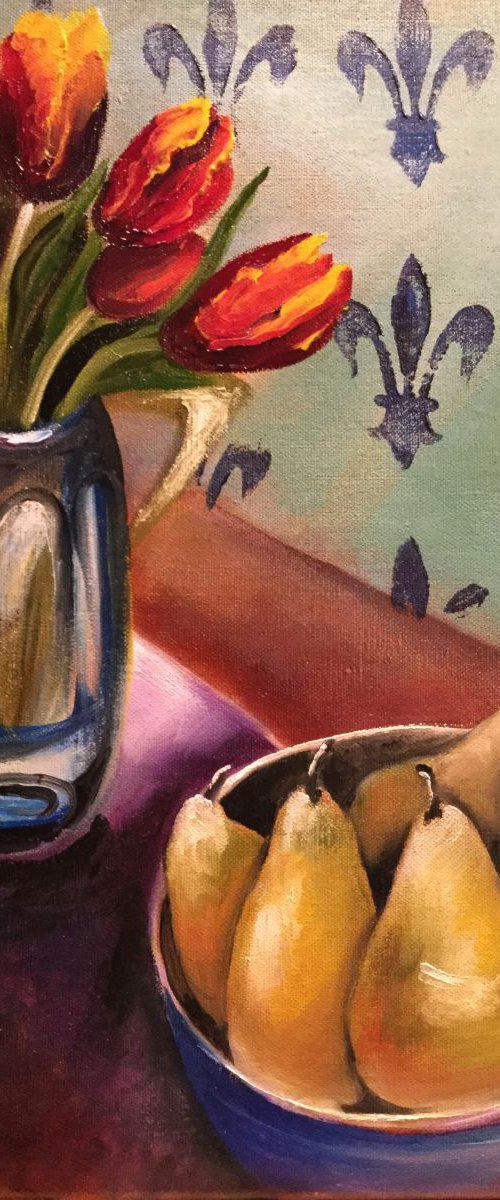 Tulips and pears by Carole Ann Hall