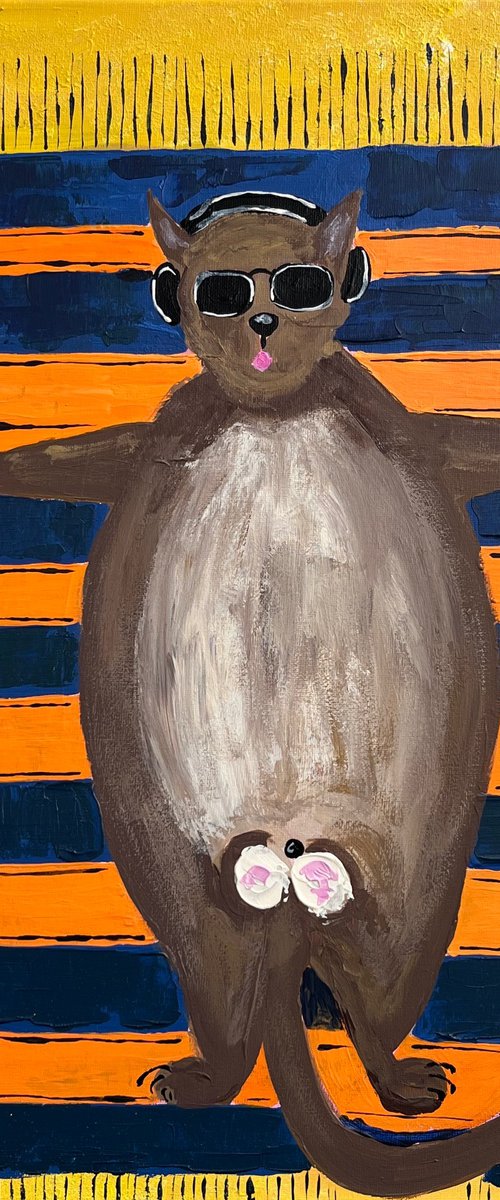 Cat Painting by Halyna Kirichenko