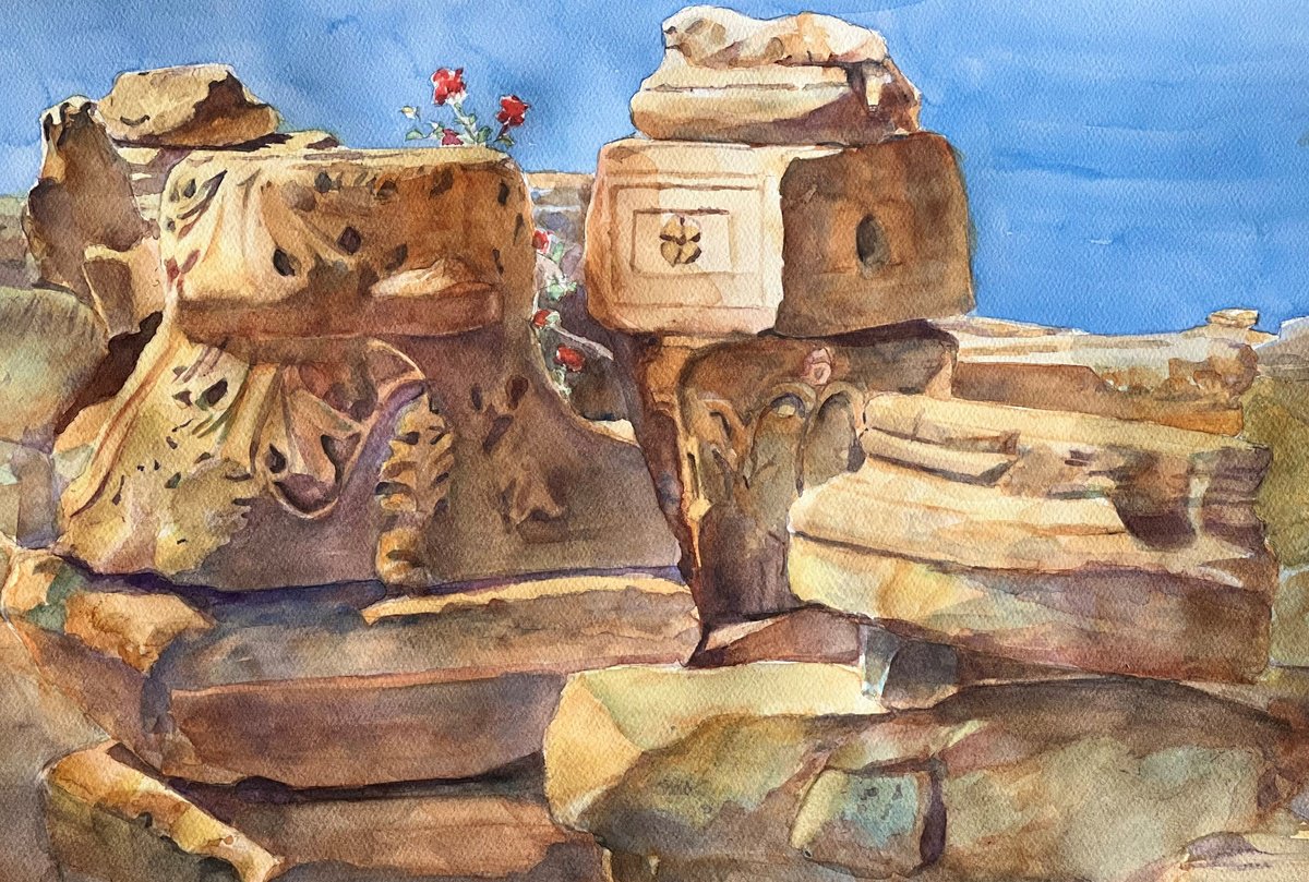 Impressionistic Landscape Watercolour By Bronwen Jones, 22 X 15, If Stones Could Talk, Original Artwork