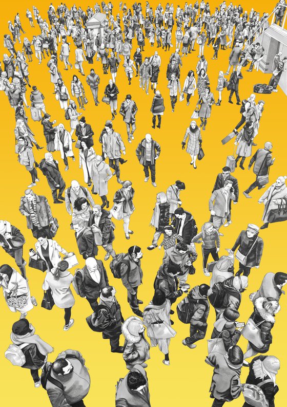 “People At The Station II” (Yellow Gradient)