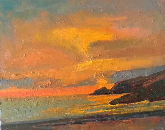 Dawn again seascape oil painting