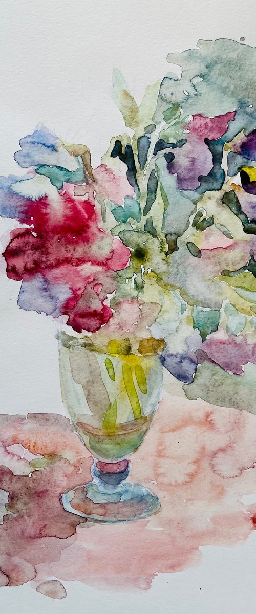 Sweet pea. Original watercolour painting by Elena Klyan