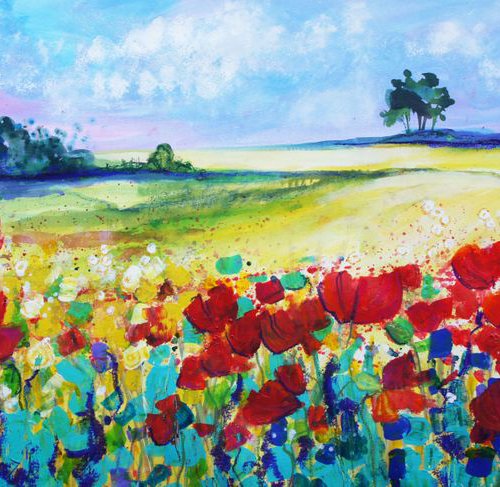 Poppies and Golden Fields by Julia  Rigby