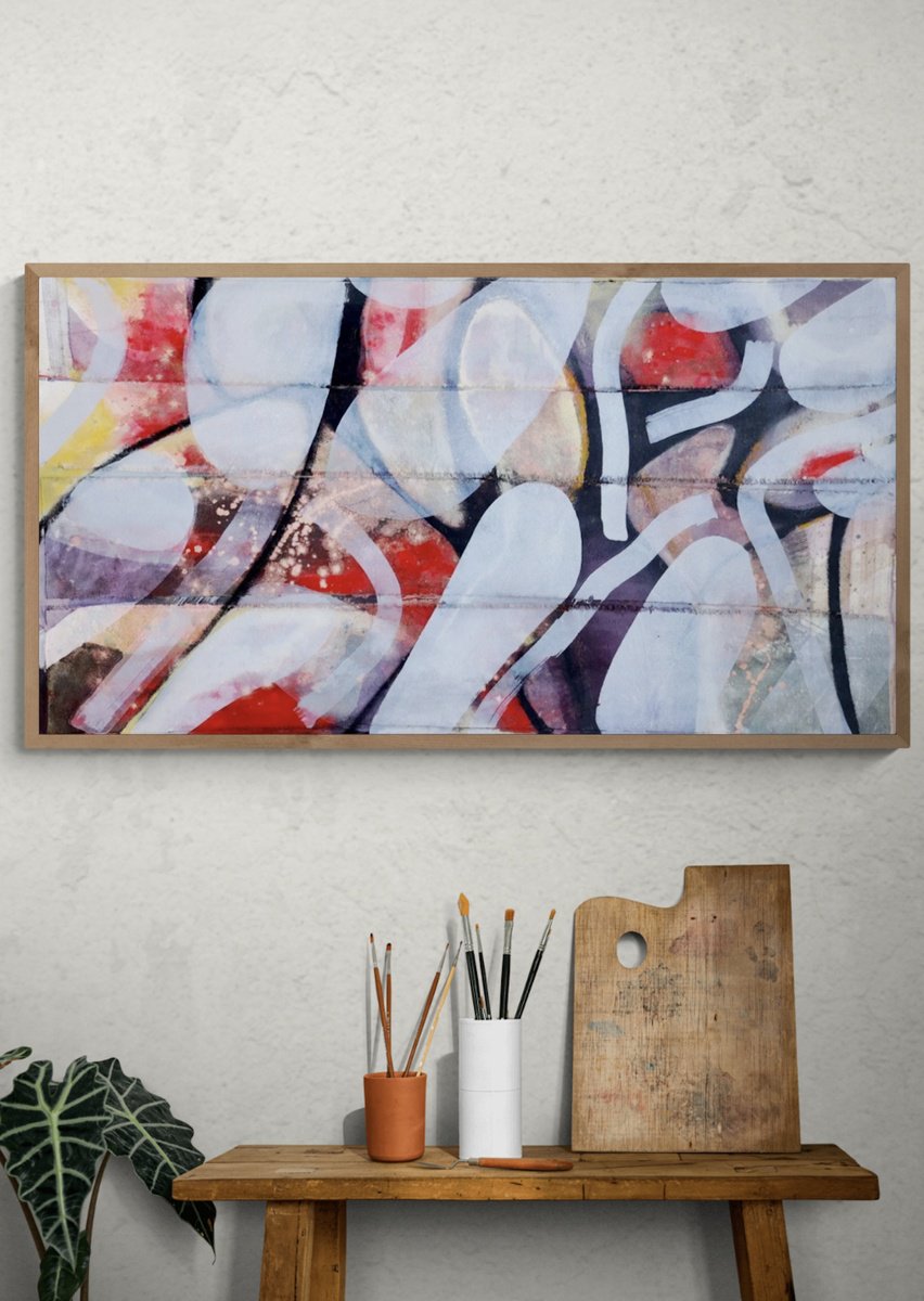 Organic Abstract Painting By Poovi Art, 26 X 48", We Carry Within, Original Artwork