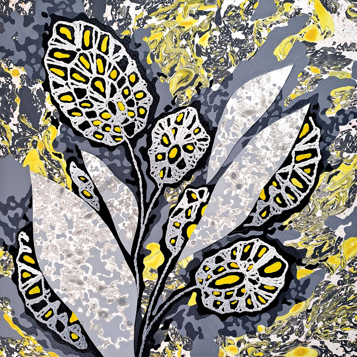 Grey Tropics By Mariia Raskin, 10 X 10, Artwork For Sale On Artfinder