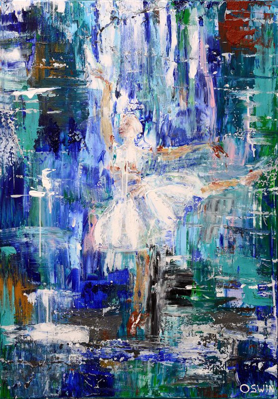 BALLET - LE LAC DES CYGNES   - 70 x 100 cm  painting - by Oswin Gesselli