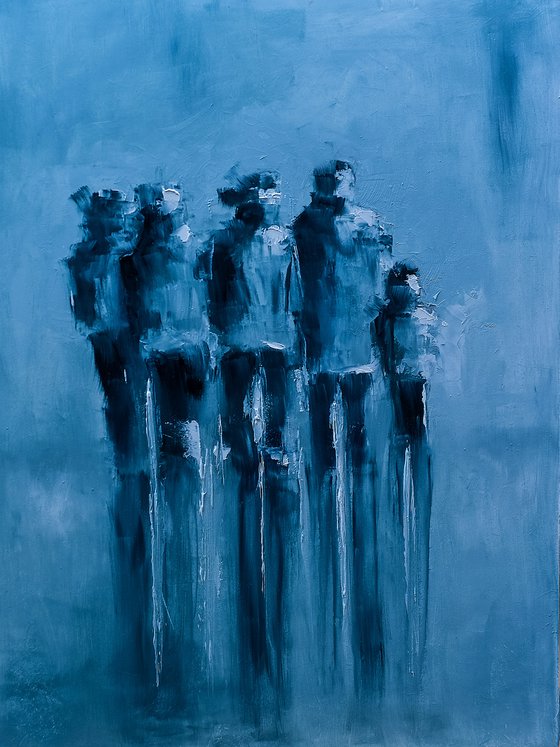 Walkers on the street. Figurative art. Abstrakt figures