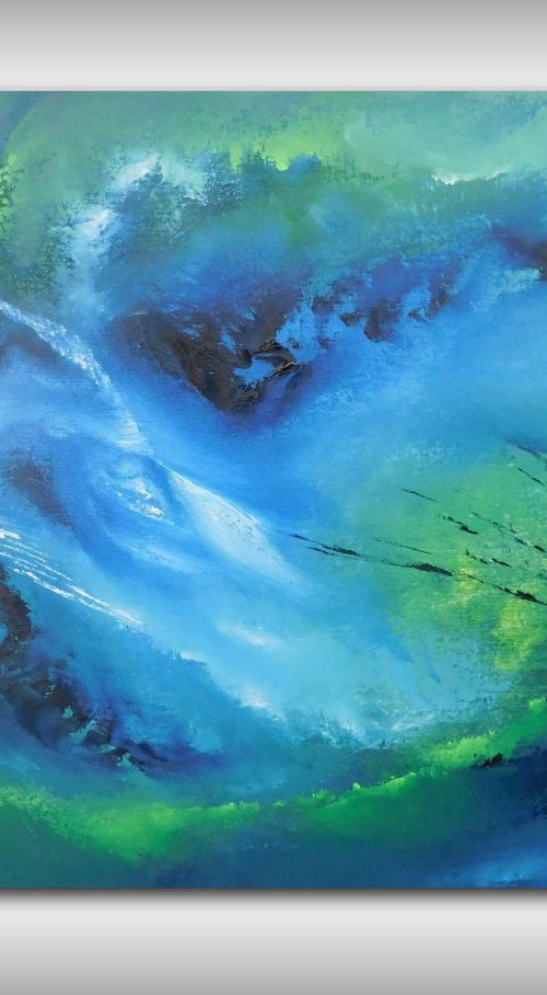Cool night -  70x50 cm, Original abstract painting, oil on canvas by Davide De Palma