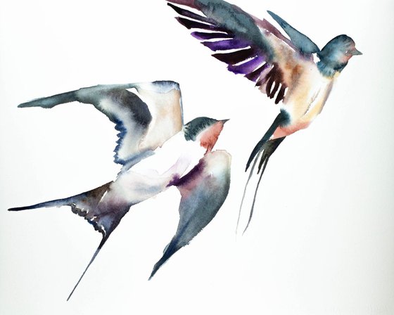 Swallows in Flight No. 5