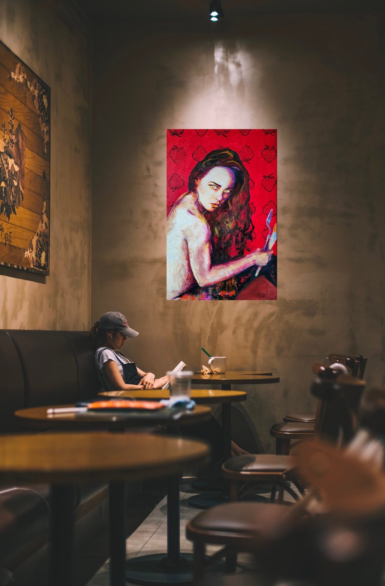 Portrait Painting By Wedad Alamin, 20 X 32", Helena, Original Artwork