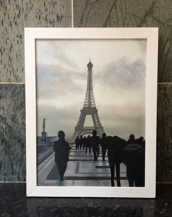 Paris Eiffel Tower wall art black and white oil painting