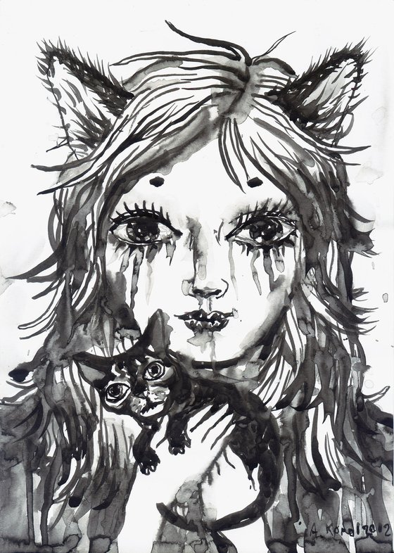 Girl with a cat