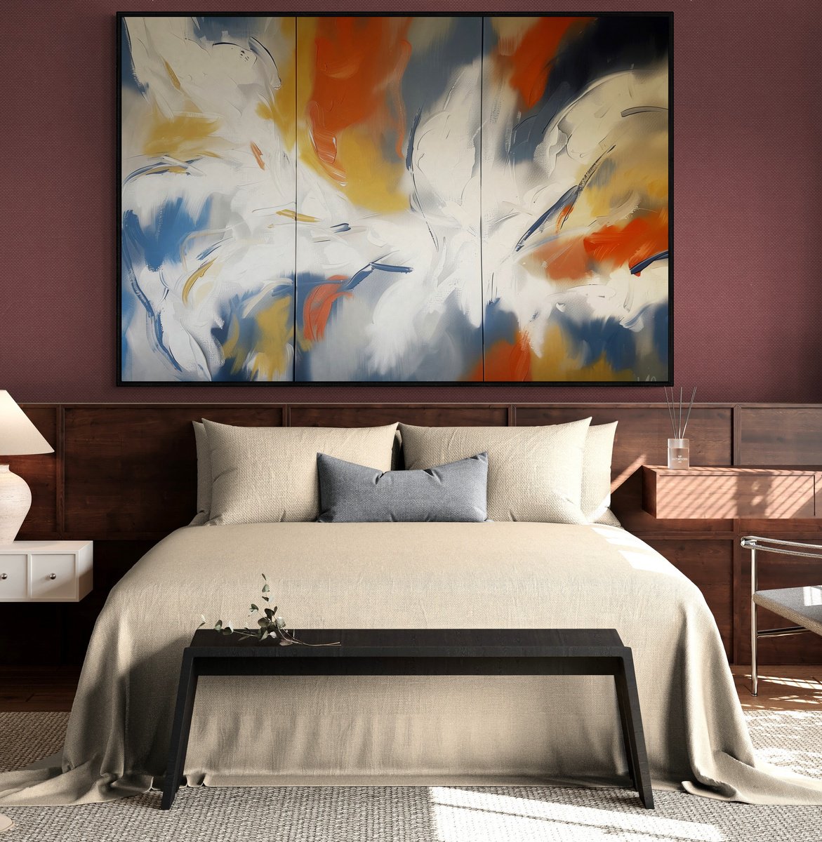 Abstract Acrylic Painting By V+V Kniazievi, 71 X 47", Wings Of Dreams #1, Original Artwork