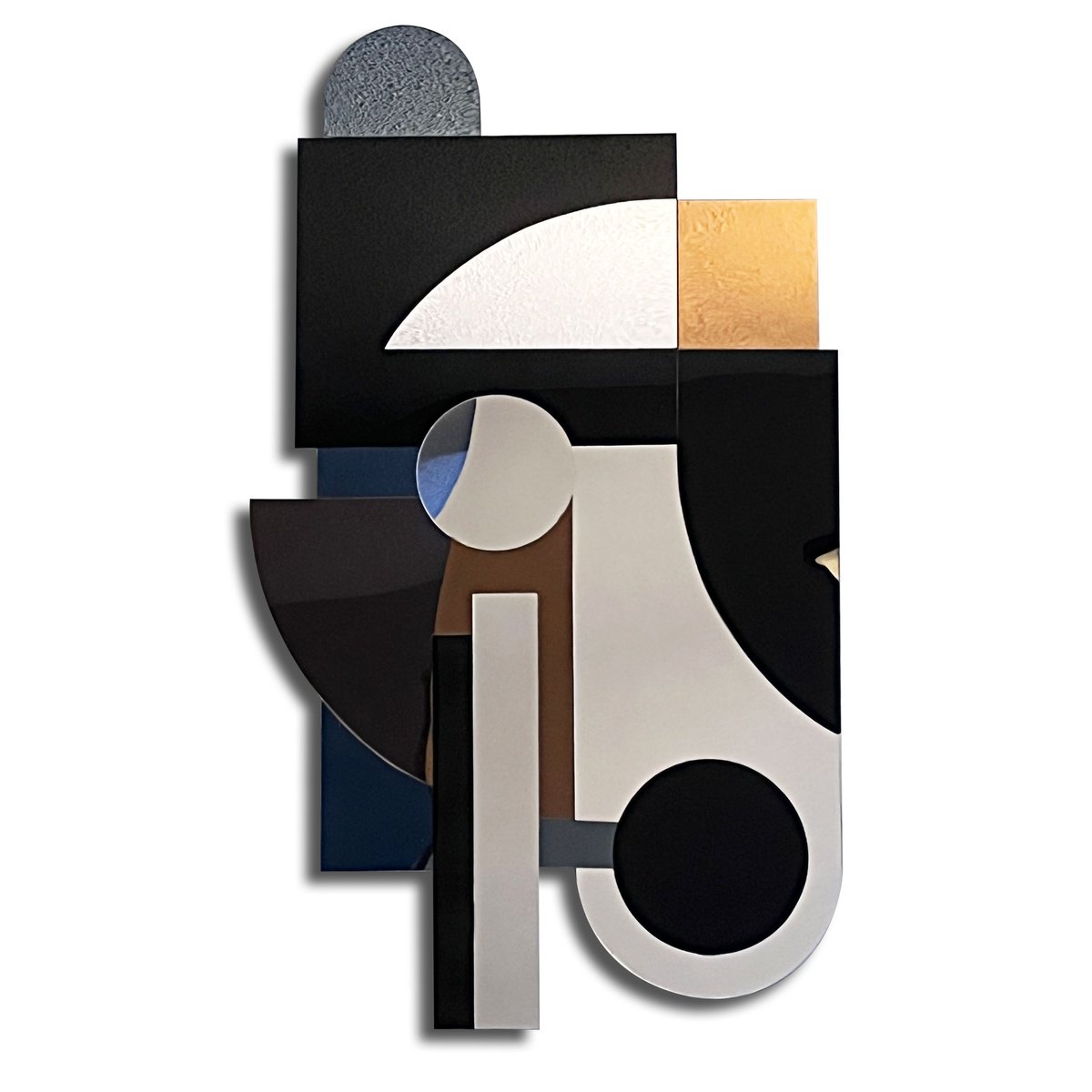 Geometric Abstract Collage By Dong Su, 16 X 32, Shadows And Structures, Original Artwork