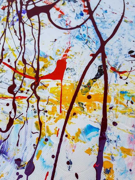 Constel - (W)160x(H)160 cm. Style of JACKSON POLLOCK. Abstract Expressionism Painting