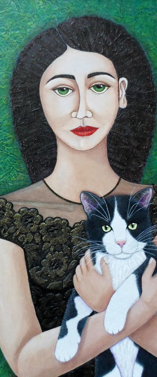 Woman with cat soul by Madalena  Lobao-Tello